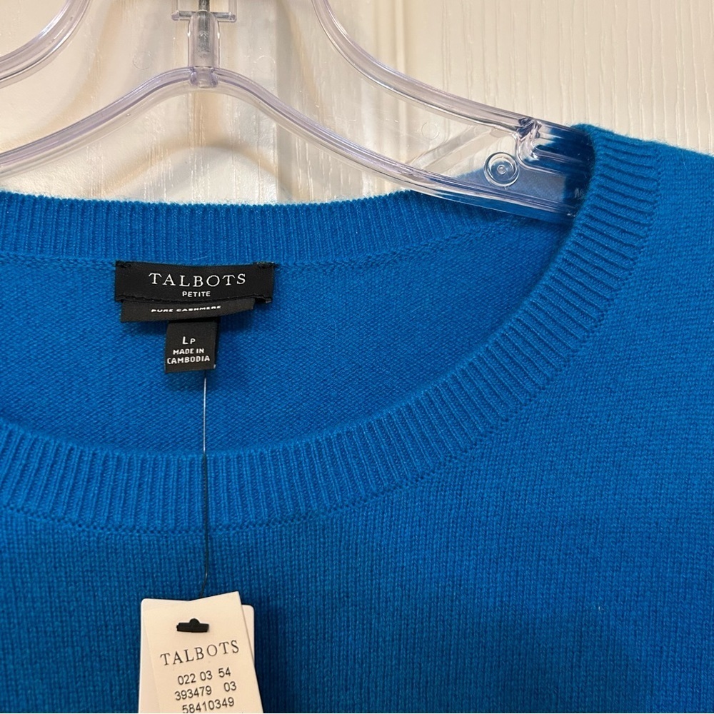 Talbots CASHMERE CREWNECK SWEATER in 
POND BLUE Size LP - Picture 4 of 6